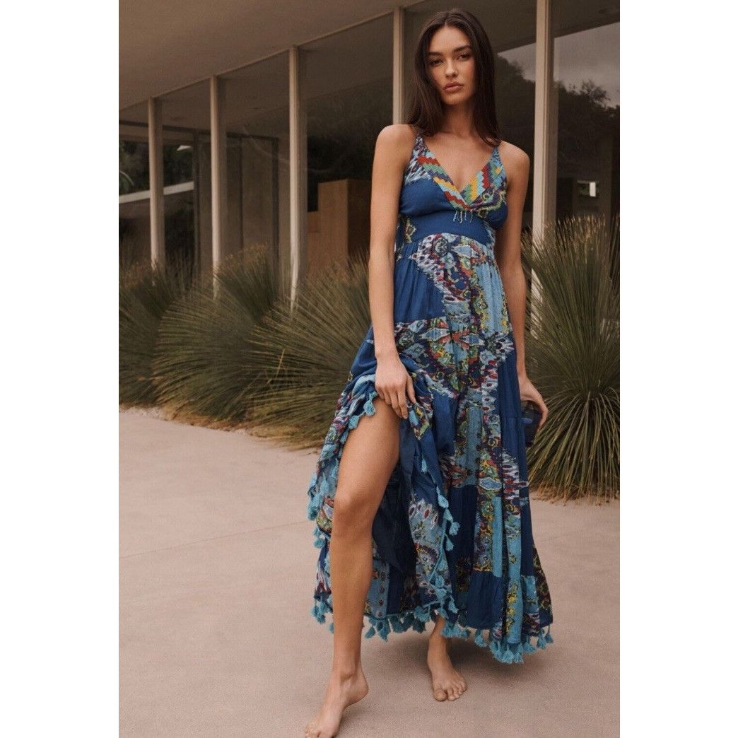 New Anthroplogie Barok Paris Sleeveless V-Neck Tiered Dress Size M
